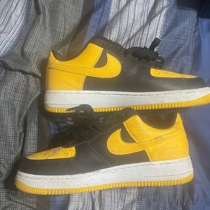 Black and yellow Air Force ones